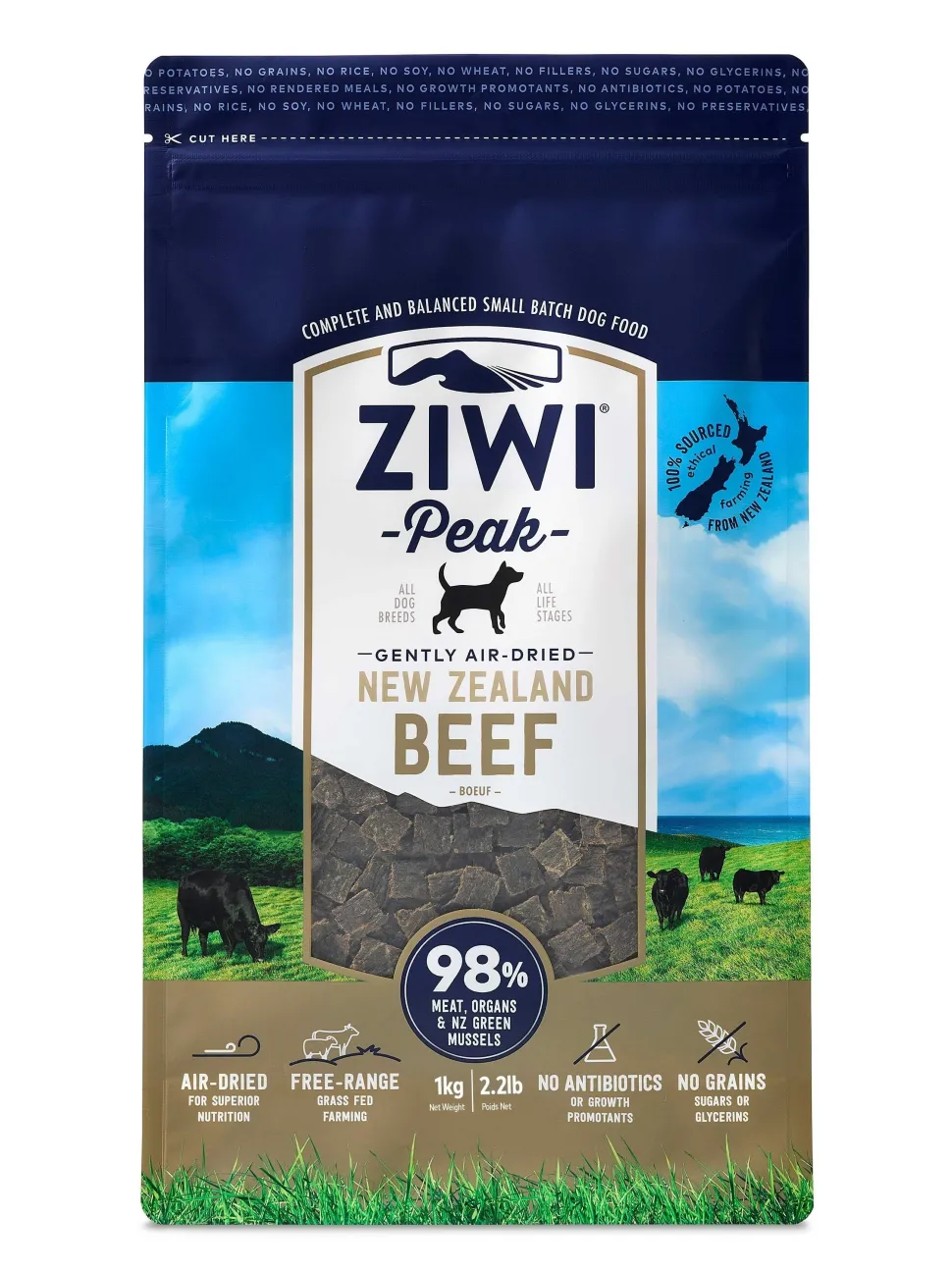 Ziwi Peak Air-Dried Dog Food Beef - 2.2 lbs