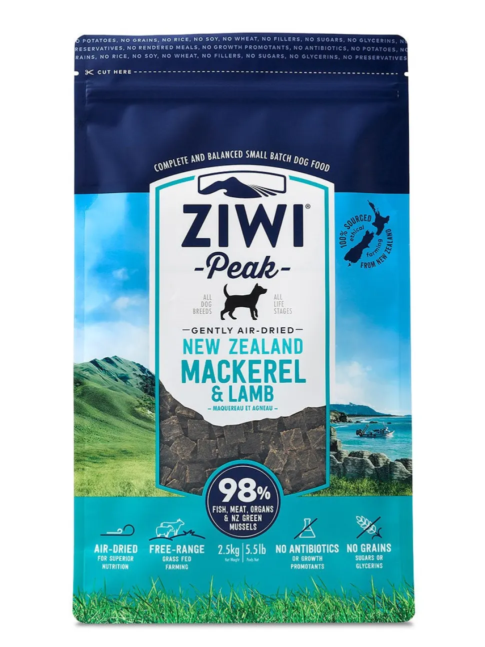 Ziwi Peak Air-Dried Dog Food Mackerel and Lamb - 5.5 lbs