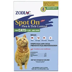 Zodiac Spot On Plus Topical Flea and Tick Control for Cats - Under 5 Lbs - 4 Pack