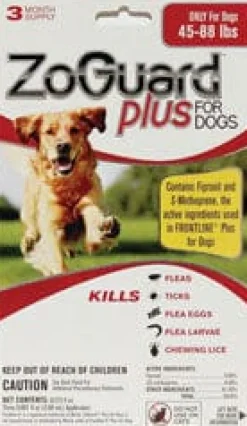Zoguard Plus Spot-On Flea and Tick for Dogs - 45 - 88 Lbs - 3 Pack