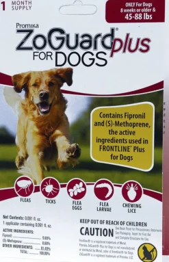 Zoguard Plus Spot-On Singles Flea and Tick for Dogs - 45 - 88 Lbs - 1 Pack
