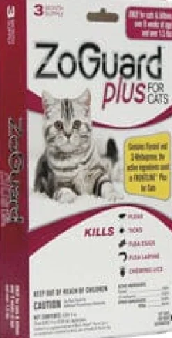 Zoguard Plus Spot-On Topical Flea and Tick for Cats - Under 1.5 Lbs - 3 Pack