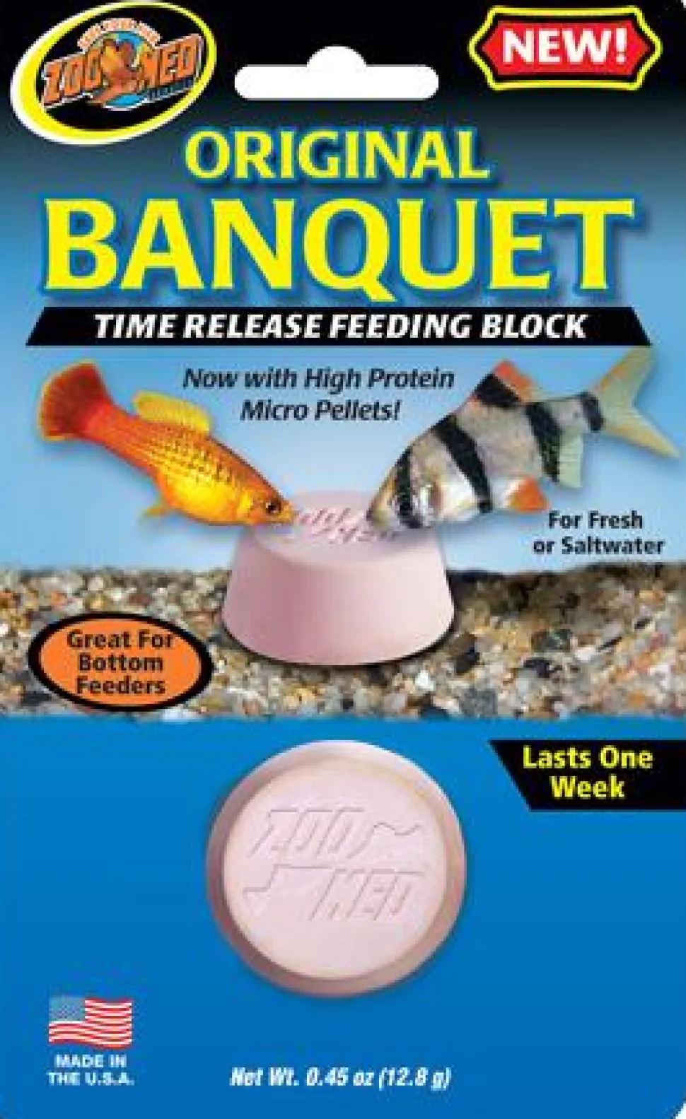 Zoo Med Laboratories Banquet Block Time-Release Saltwater or Freshwater Fish Food - Regular