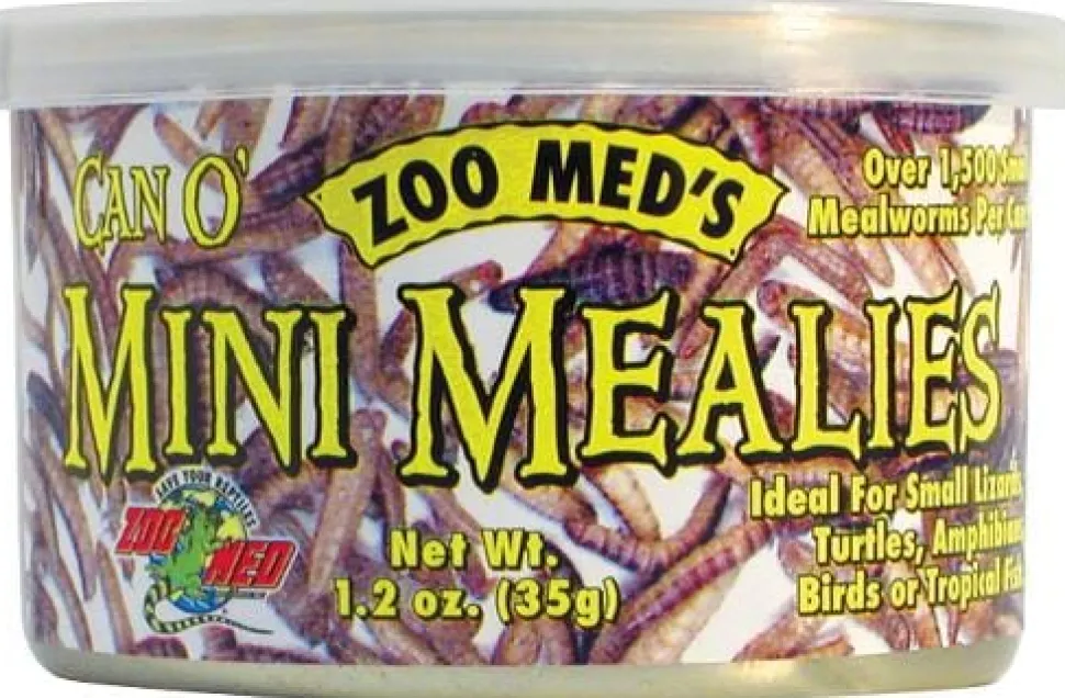 Zoo Med Laboratories Can O’ Mini Mealies for Most Lizards, Turtles, Fish, Birds, & Small Animals - 1.2 Oz