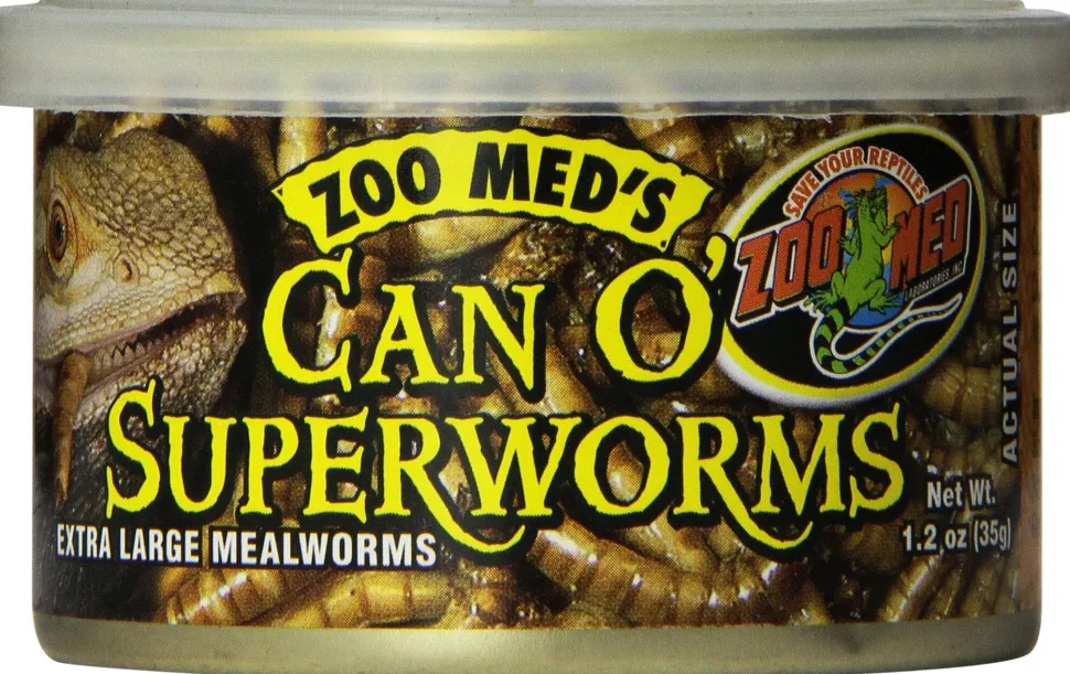 Zoo Med Laboratories Can O’ Superworms for Large Lizards, Asian & American Box Turtles, or Aquatic Turtles - 1.2 Oz