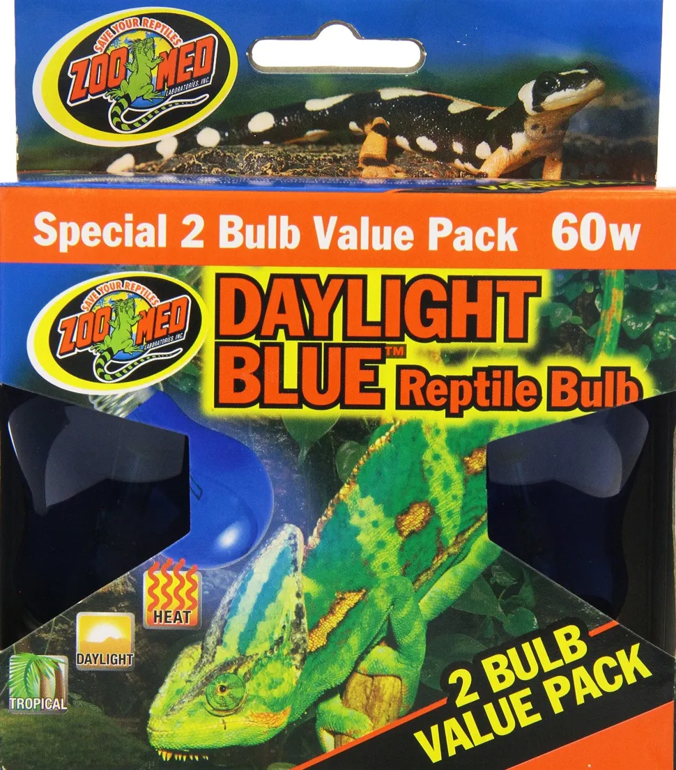Zoo Med Laboratories Daylight Blue™ 60 Watt Reptile Bulb Blue Color - 2 Pack