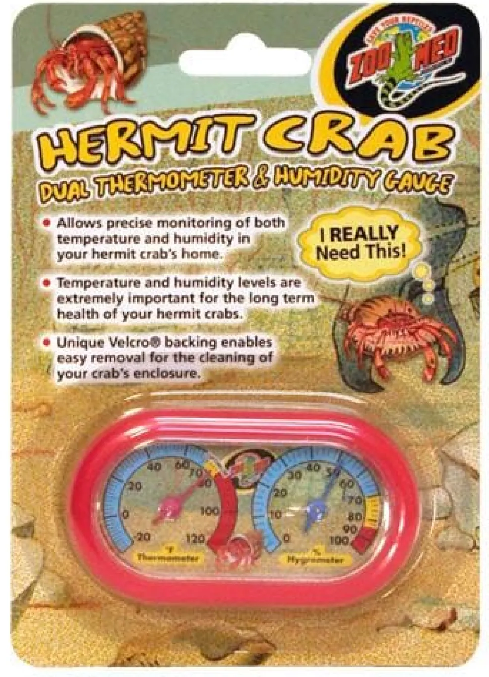 Zoo Med Laboratories Hermit Crab Dual Thermometer & Humidity Gauge