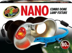 Zoo Med Laboratories Nano Combo Dome Lamp Reptile Heating and Lighting Fixture - 80 WT - L:8" X W:4" Inches