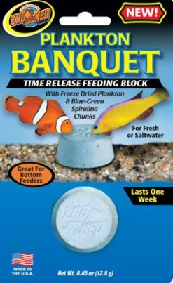 Zoo Med Laboratories Plankton Banquet Block Time-Release Saltwater or Freshwater Fish Food - Regular