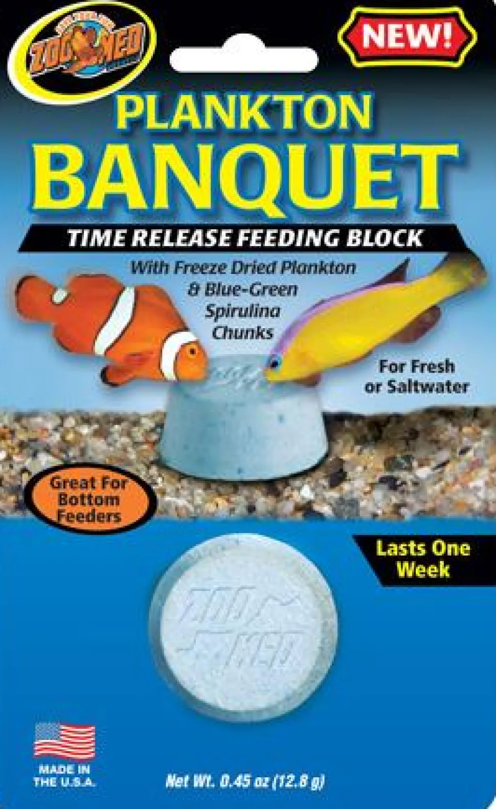Zoo Med Laboratories Plankton Banquet Block Time-Release Saltwater or Freshwater Fish Food - Regular