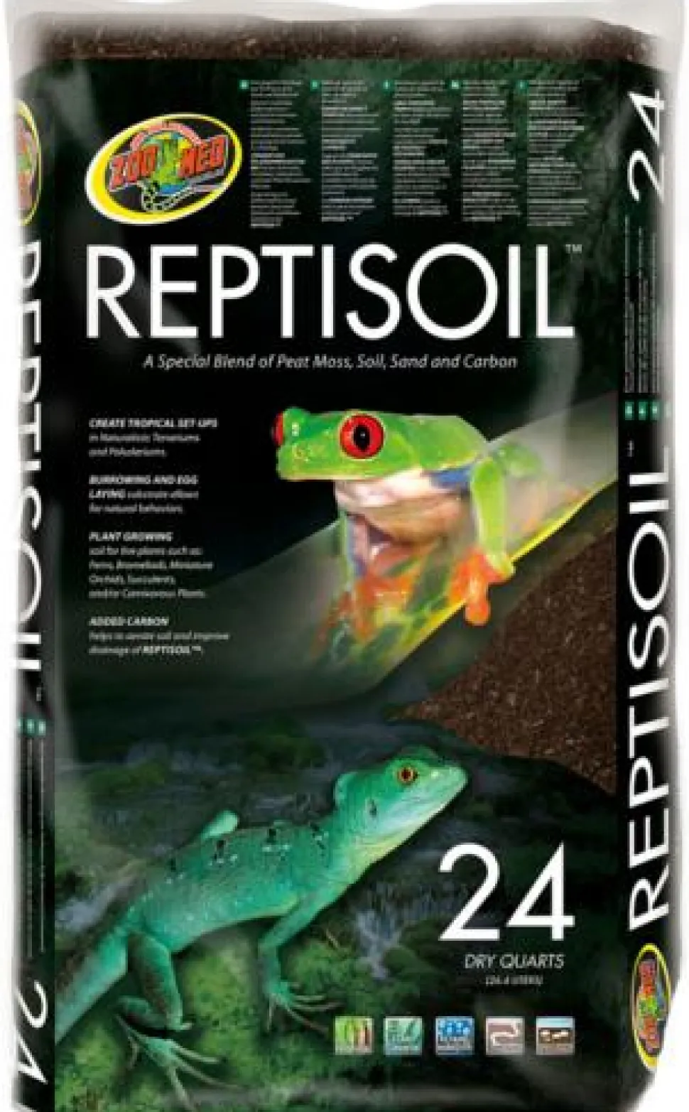 Zoo Med Laboratories ReptiSoil Reptile Blend Peat Moss and Sand with Soil and Carbon - 24QT