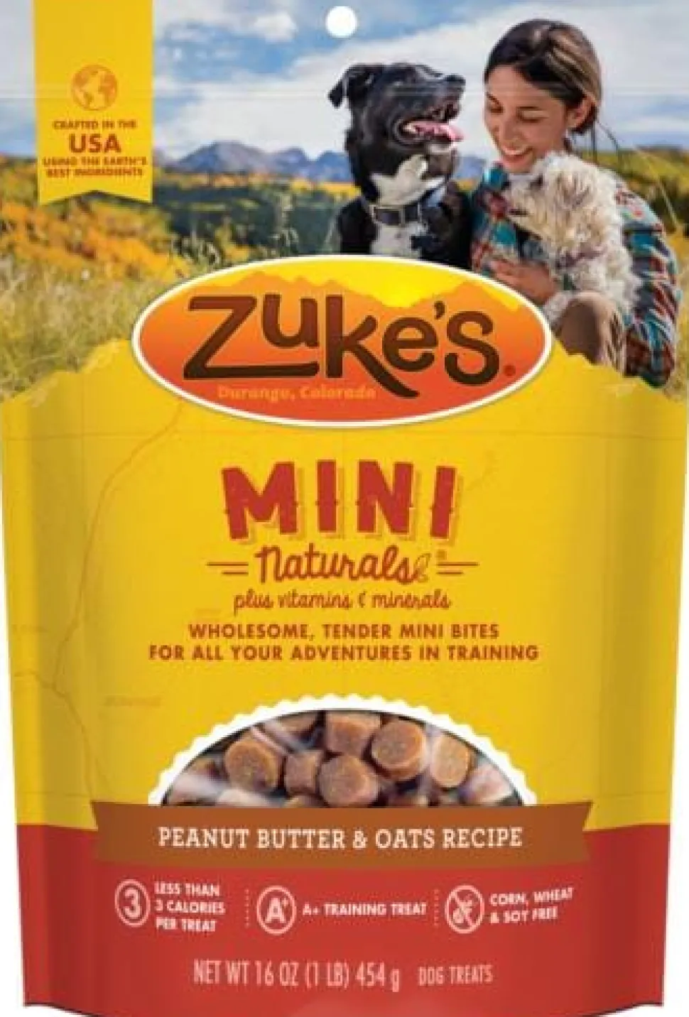Zukes Mini Naturals Peanut Butter and Oatmeal Training Soft and Chewy Dog Treats